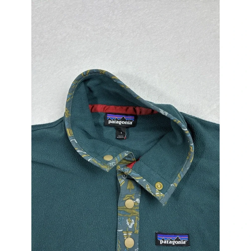 Patagonia Sweater Mens Small Green Micro D Snap T Pullover Lightweight Fleece